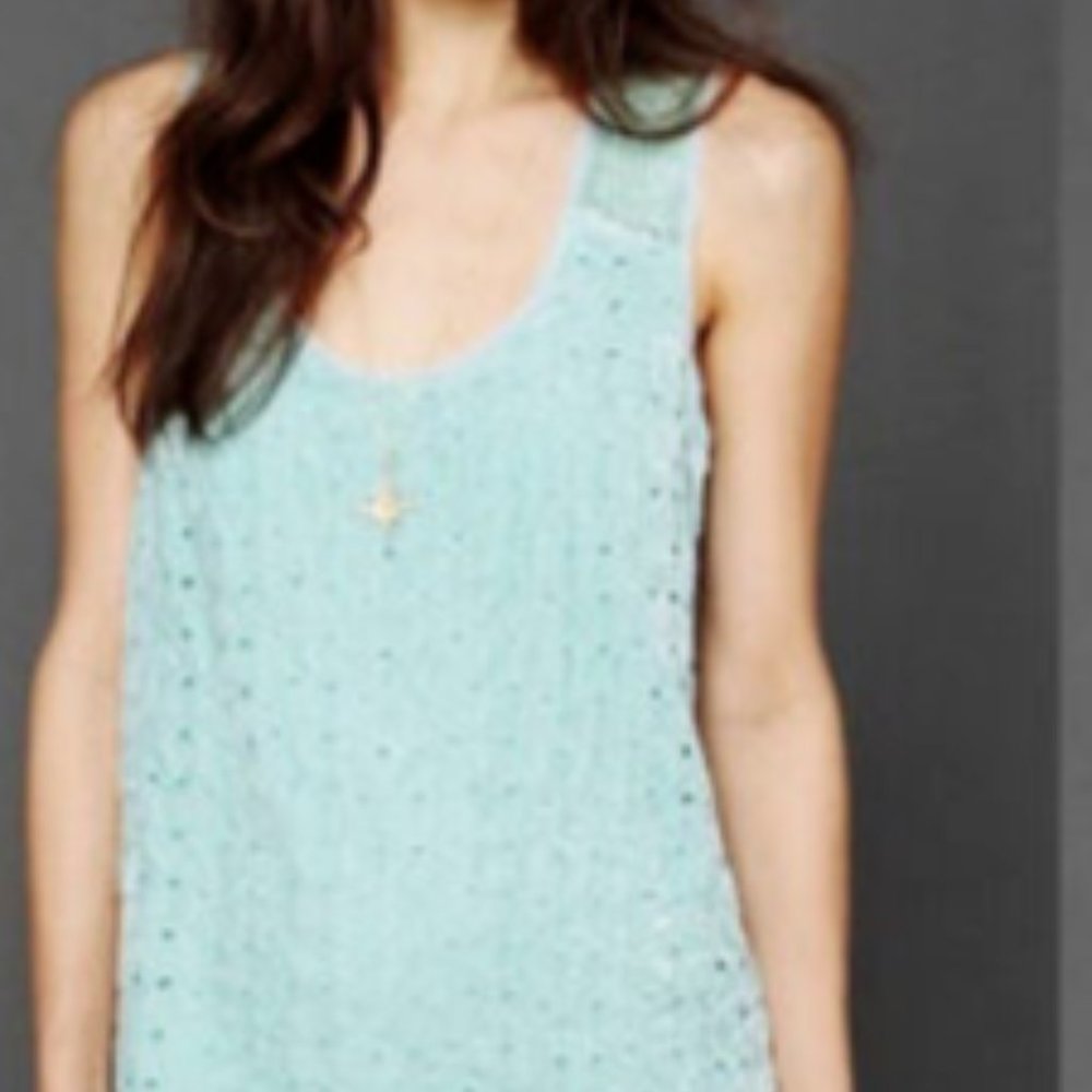Free People Mint Green Velvet Eyelet Beaded Sleeveless Mini Dress Size Small